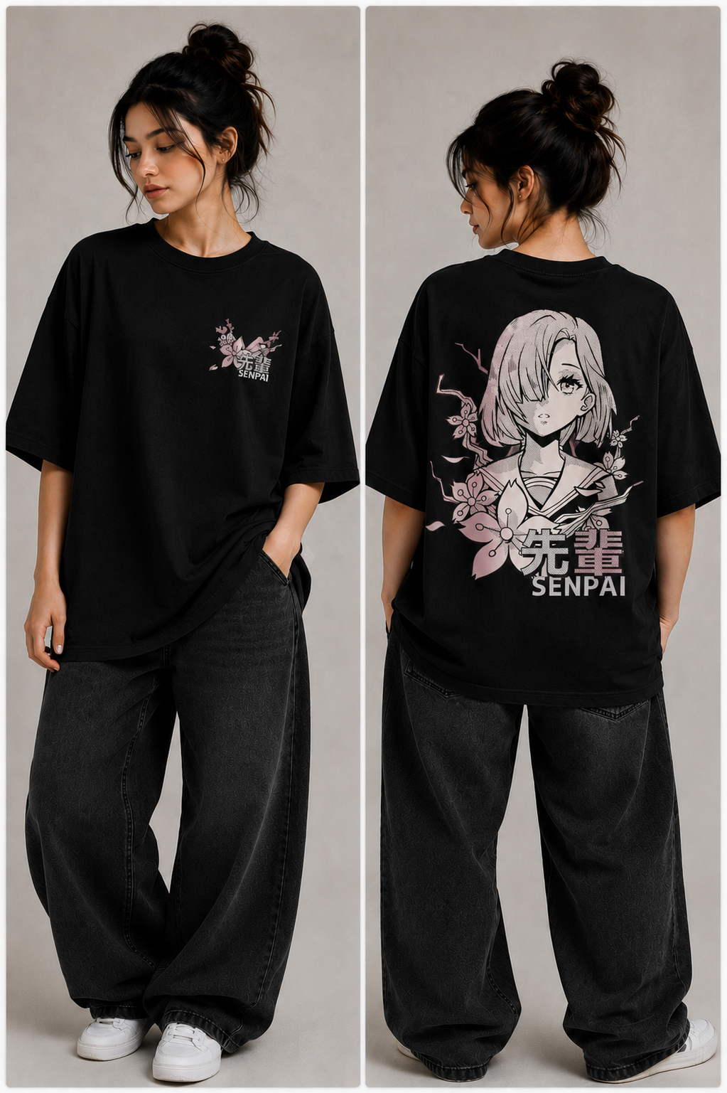 Sakura Senpai | Oversized Drop Shoulder T-Shirt | Dripen Wears