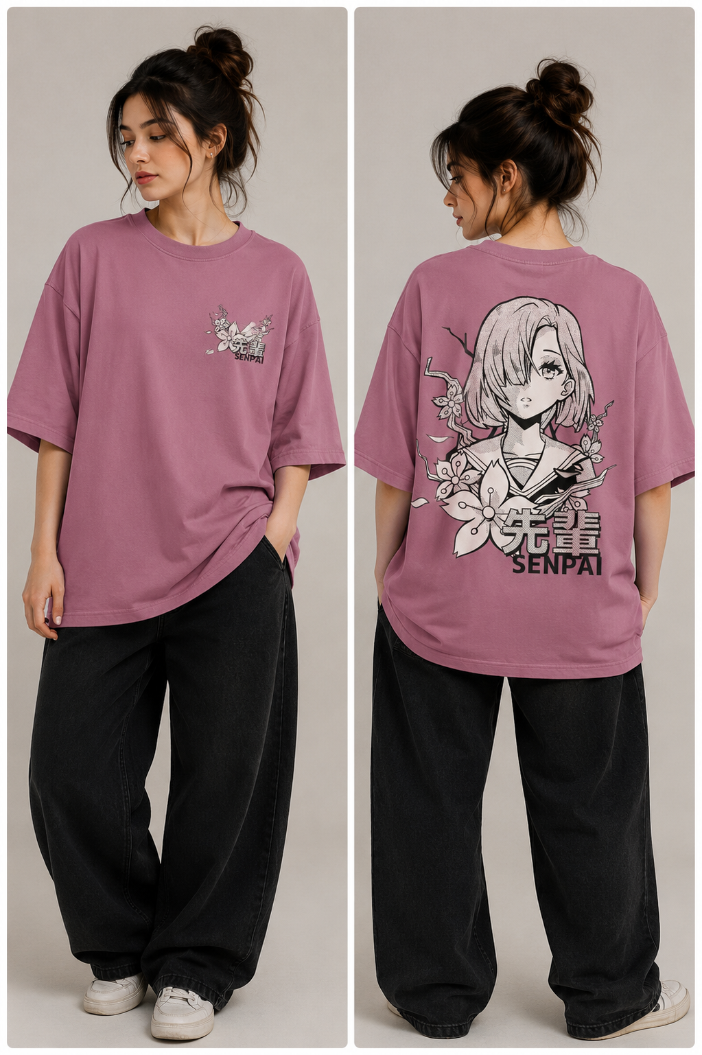 Sakura Senpai | Oversized Drop Shoulder T-Shirt | Dripen Wears