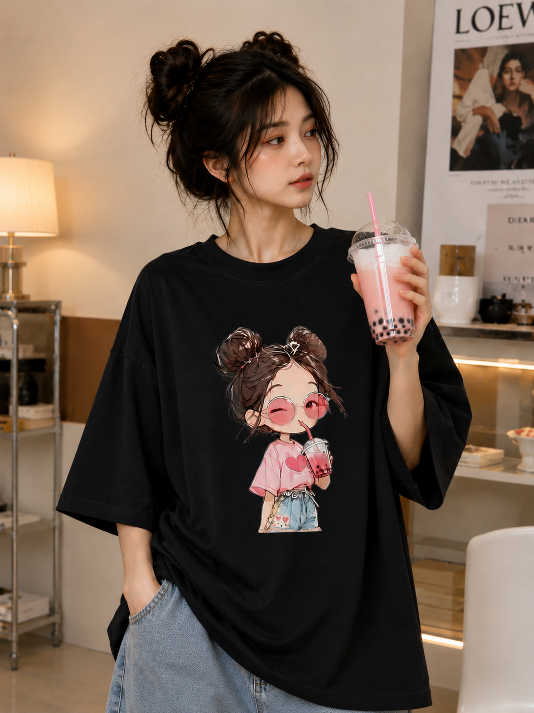 Boba Bliss | Oversized Drop Shoulder T-Shirt | Dripen Wears
