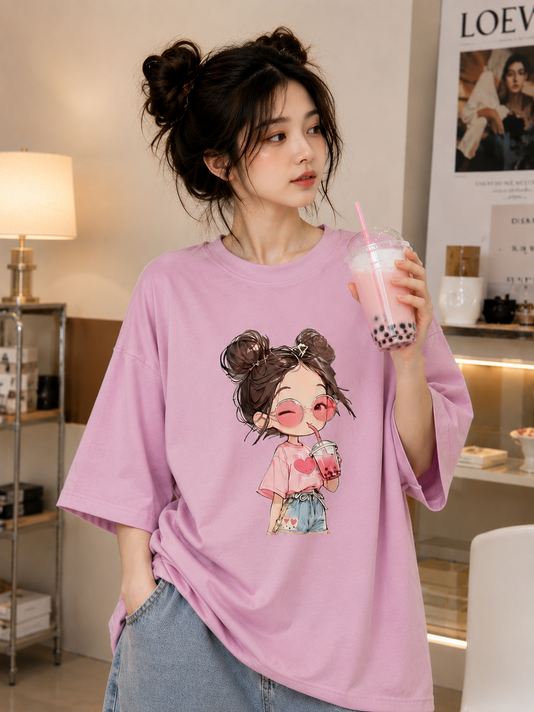 Boba Bliss | Oversized Drop Shoulder T-Shirt | Dripen Wears