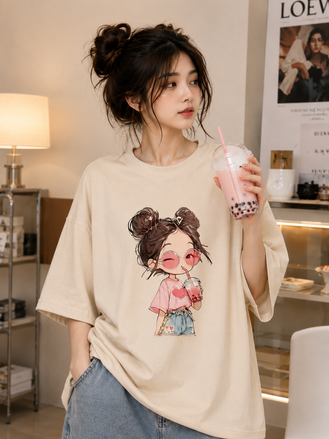 Boba Bliss | Oversized Drop Shoulder T-Shirt | Dripen Wears