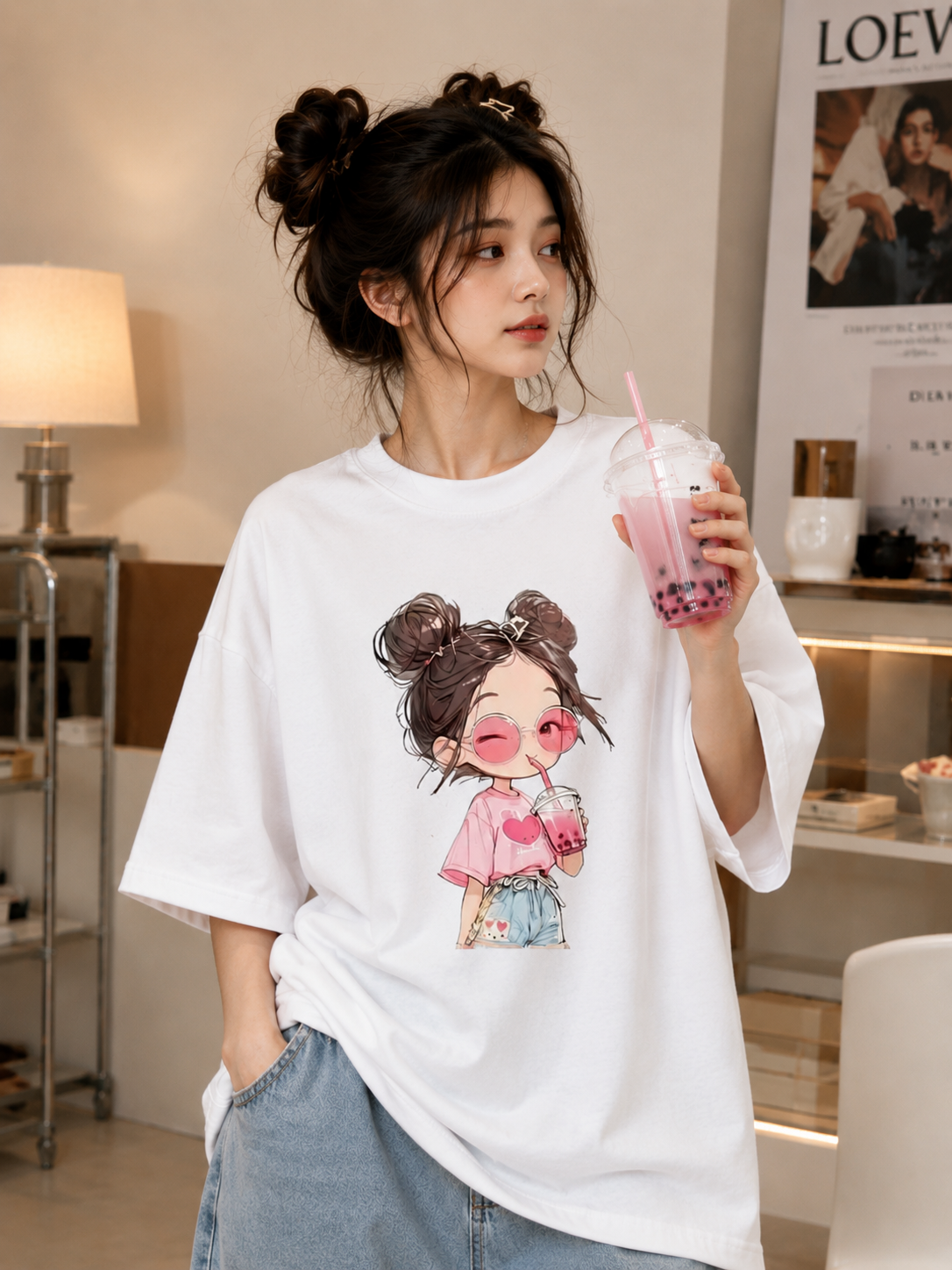 Boba Bliss | Oversized Drop Shoulder T-Shirt | Dripen Wears