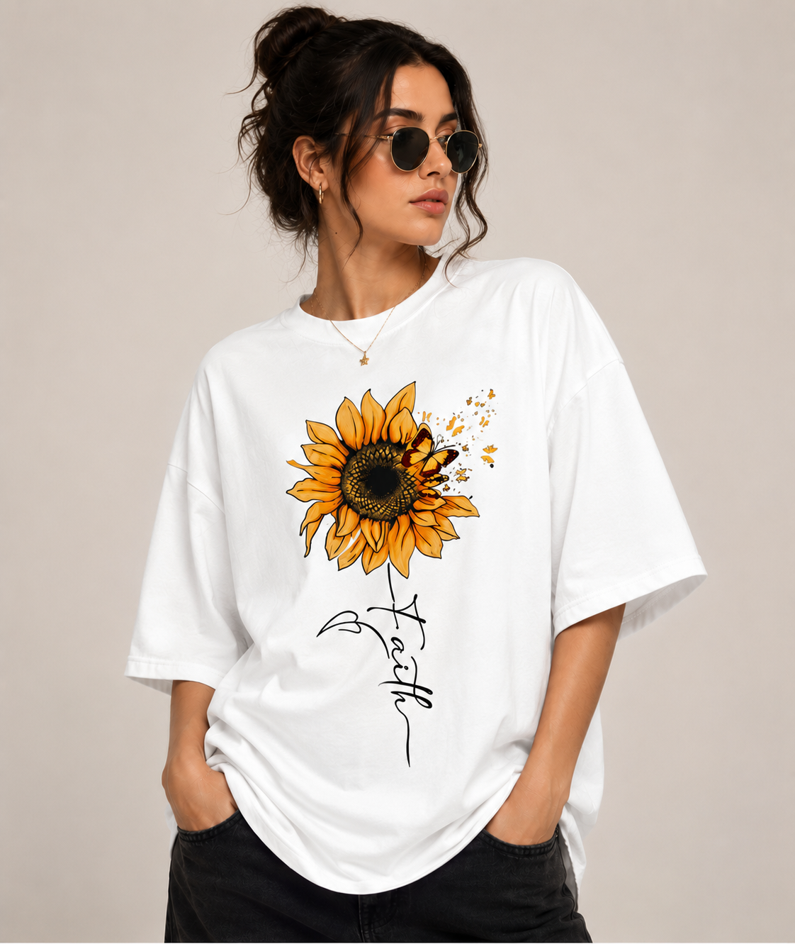 Bloom in Faith | Oversized Drop Shoulder T-Shirt | Dripen Wears