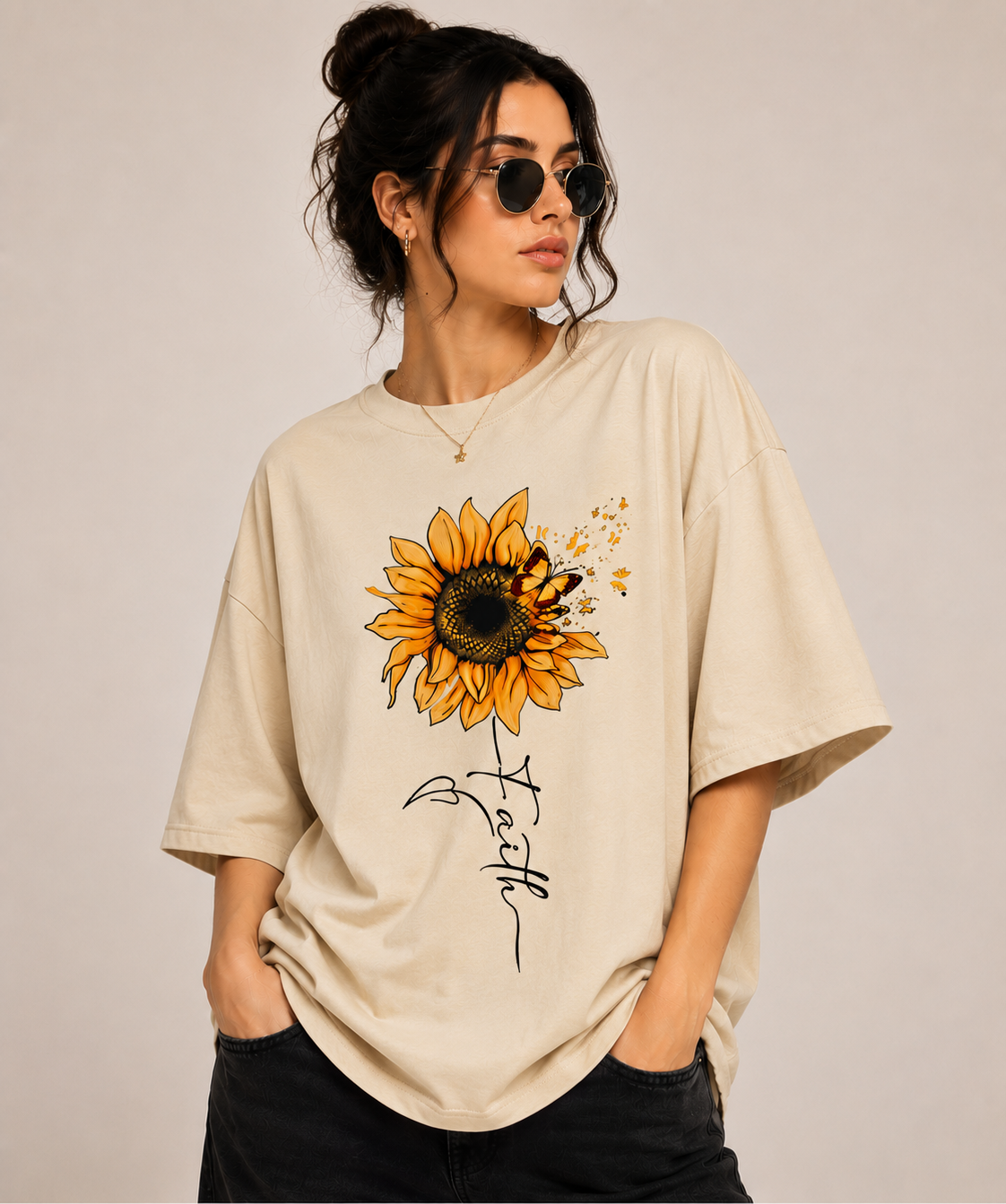 Bloom in Faith | Oversized Drop Shoulder T-Shirt | Dripen Wears