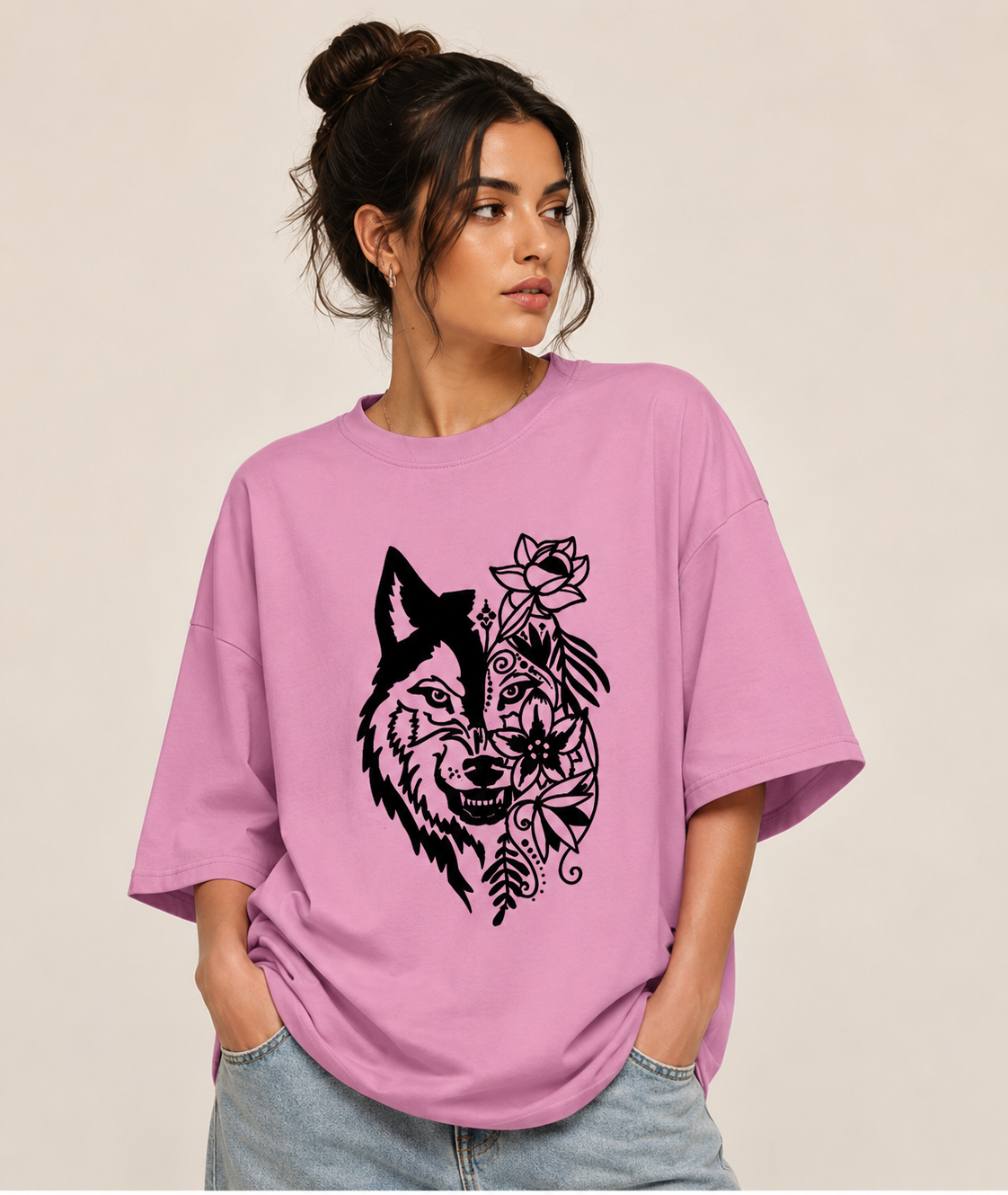 Wolf Spirit | Oversized Drop Shoulder T-Shirt | Dripen Wears