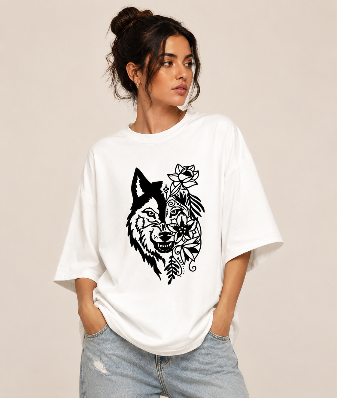 Wolf Spirit | Oversized Drop Shoulder T-Shirt | Dripen Wears