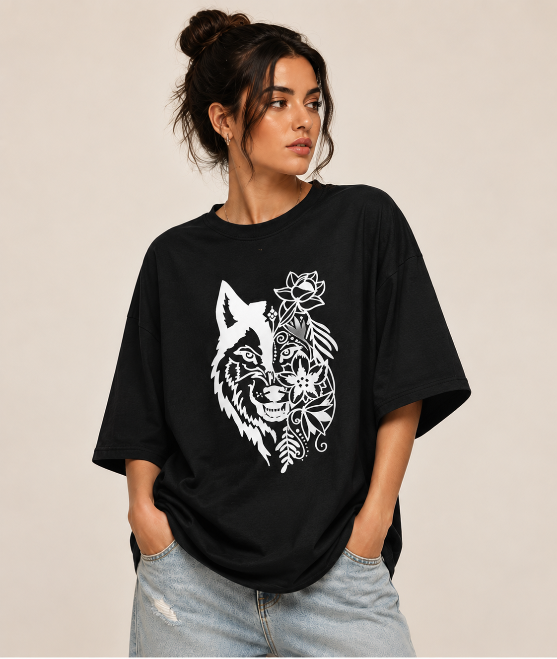 Wolf Spirit | Oversized Drop Shoulder T-Shirt | Dripen Wears