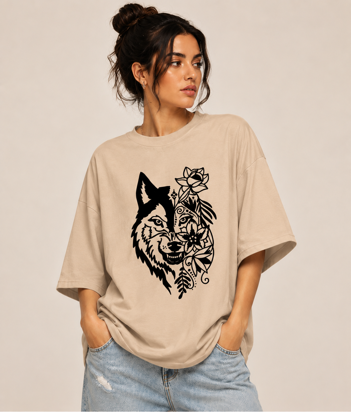 Wolf Spirit | Oversized Drop Shoulder T-Shirt | Dripen Wears