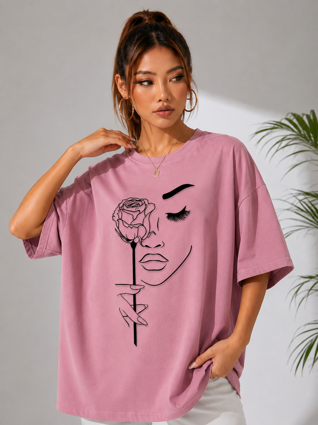 Silent Bloom | Oversized Drop Shoulder T-Shirt | Dripen Wears