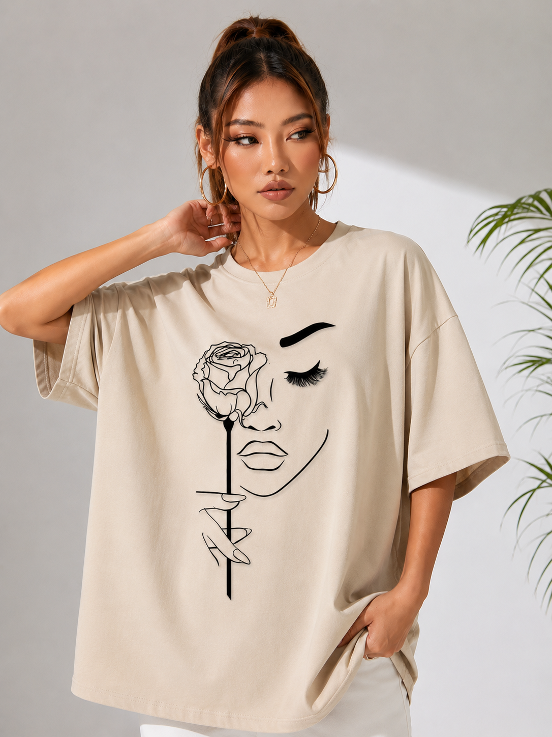 Silent Bloom | Oversized Drop Shoulder T-Shirt | Dripen Wears