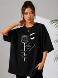 Silent Bloom | Oversized Drop Shoulder T-Shirt | Dripen Wears