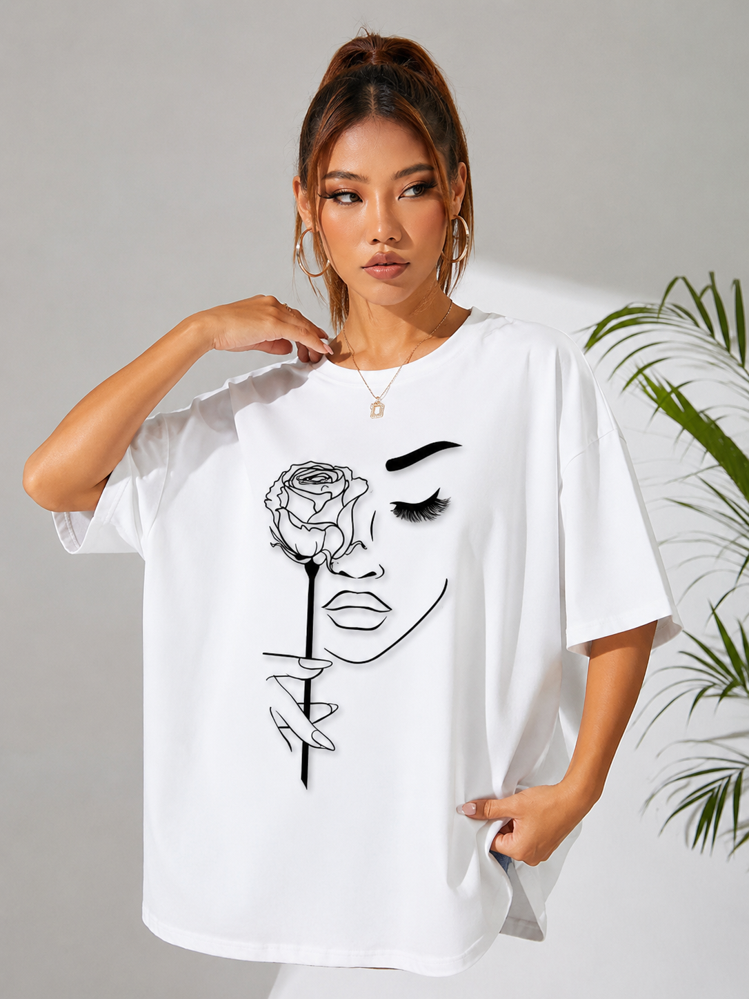 Silent Bloom | Oversized Drop Shoulder T-Shirt | Dripen Wears