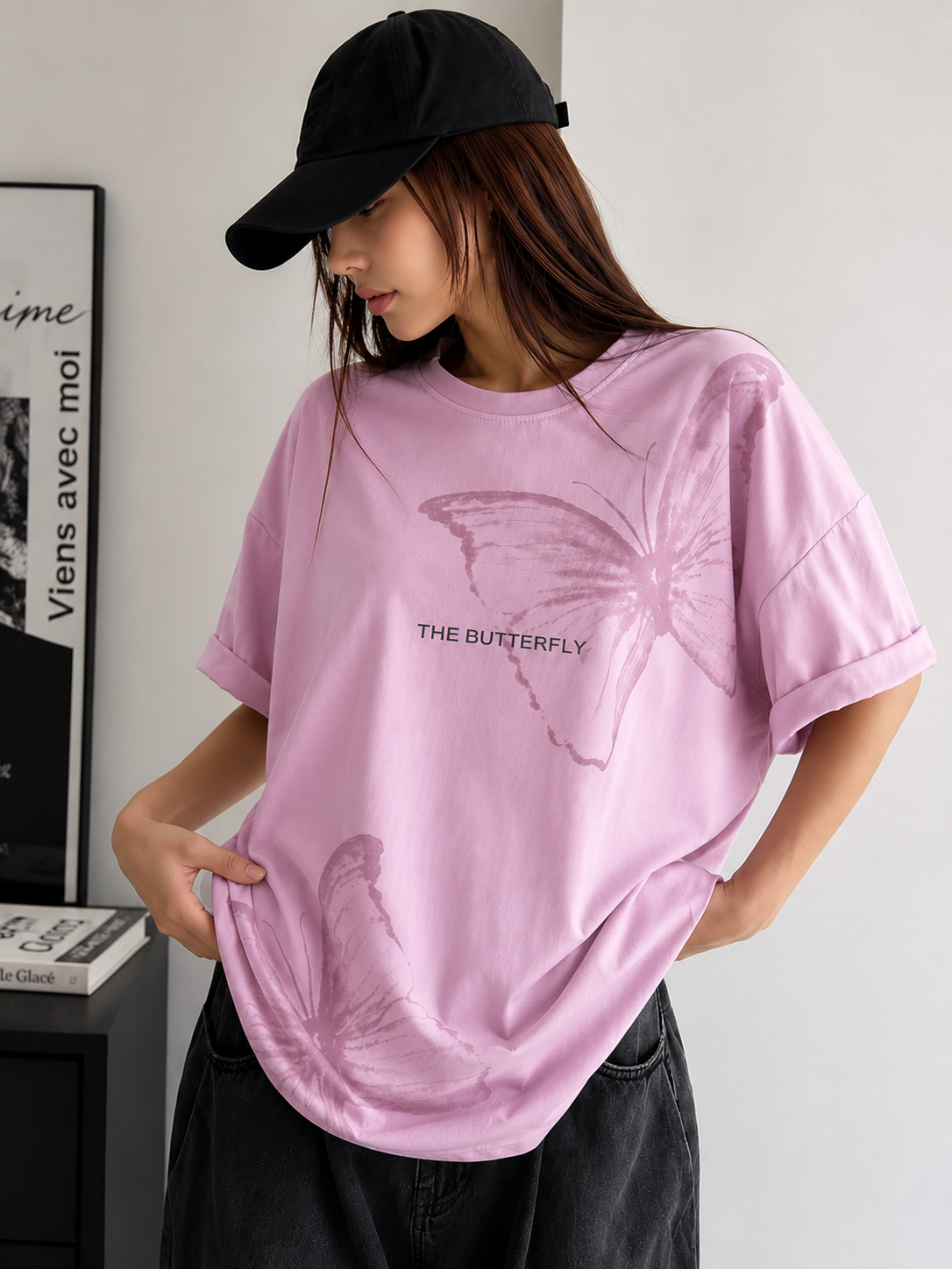 Midnight Butterfly | Oversized Drop Shoulder T-Shirt | Dripen Wears