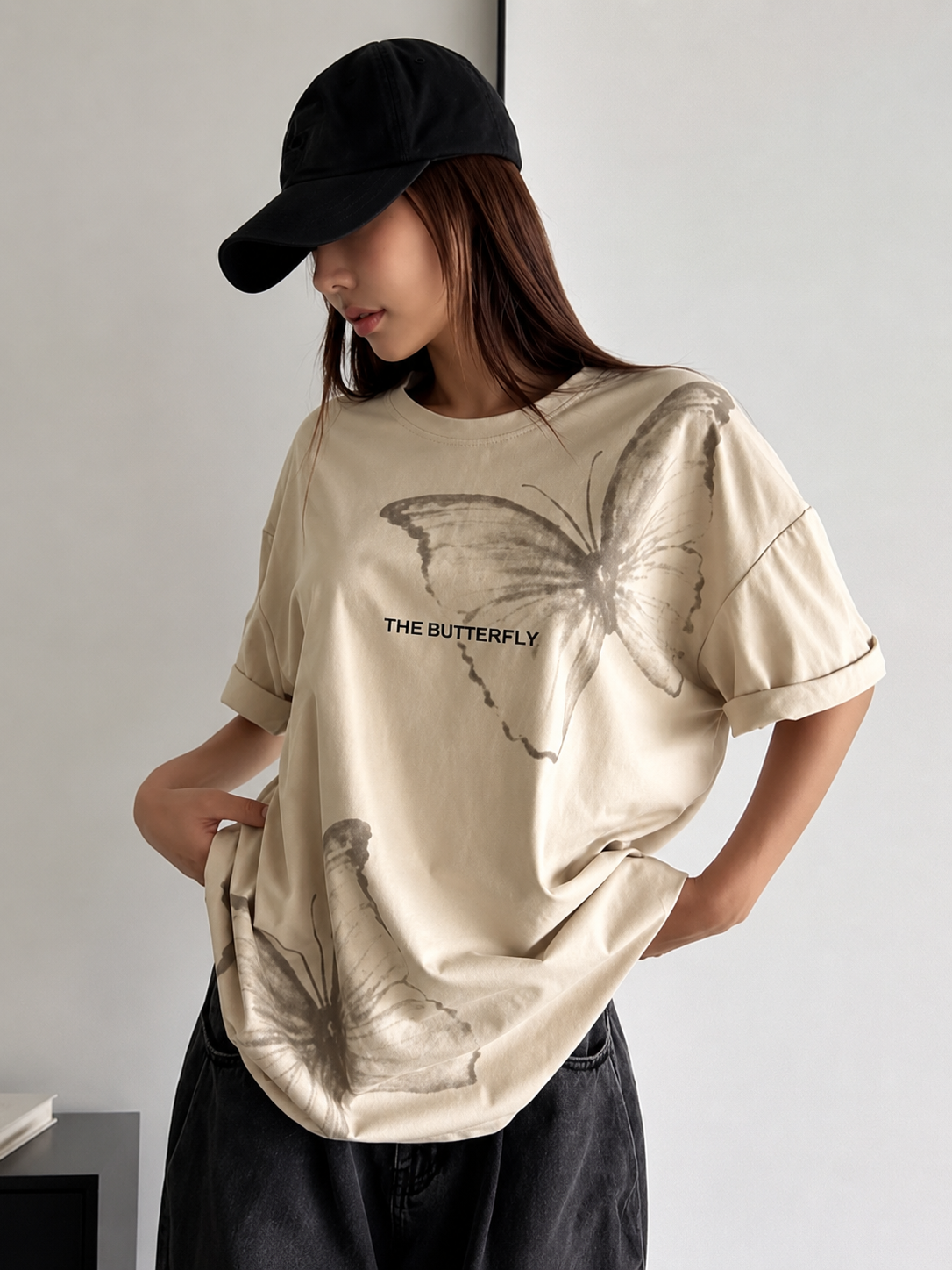 Midnight Butterfly | Oversized Drop Shoulder T-Shirt | Dripen Wears