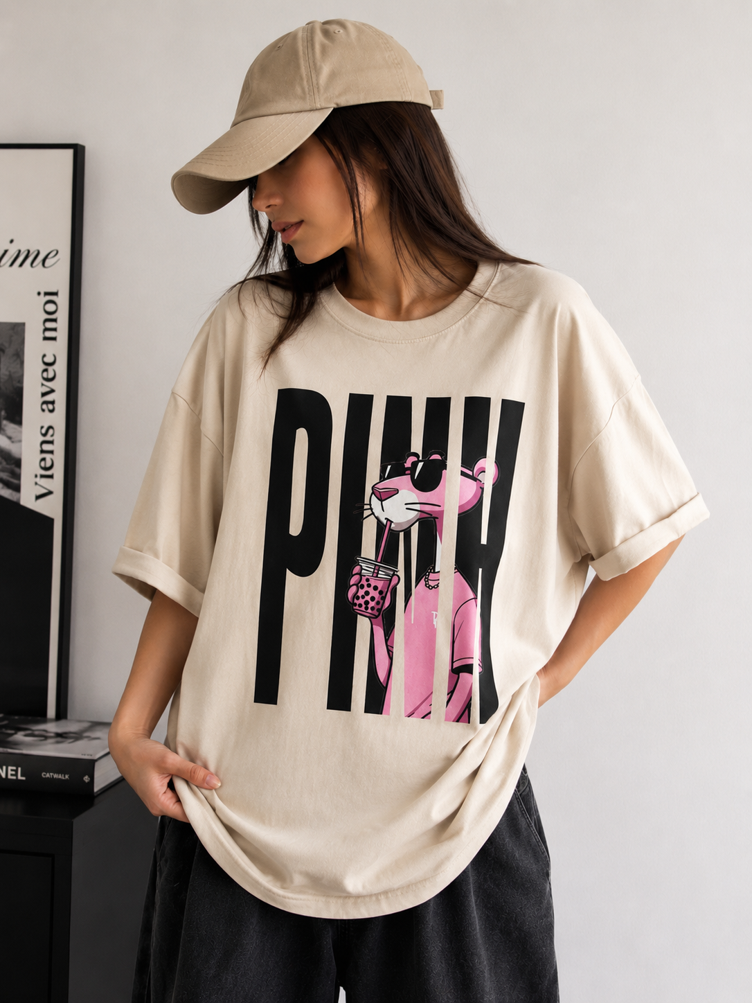Pink Vibes | Oversized Drop Shoulder T-Shirt | Dripen Wears