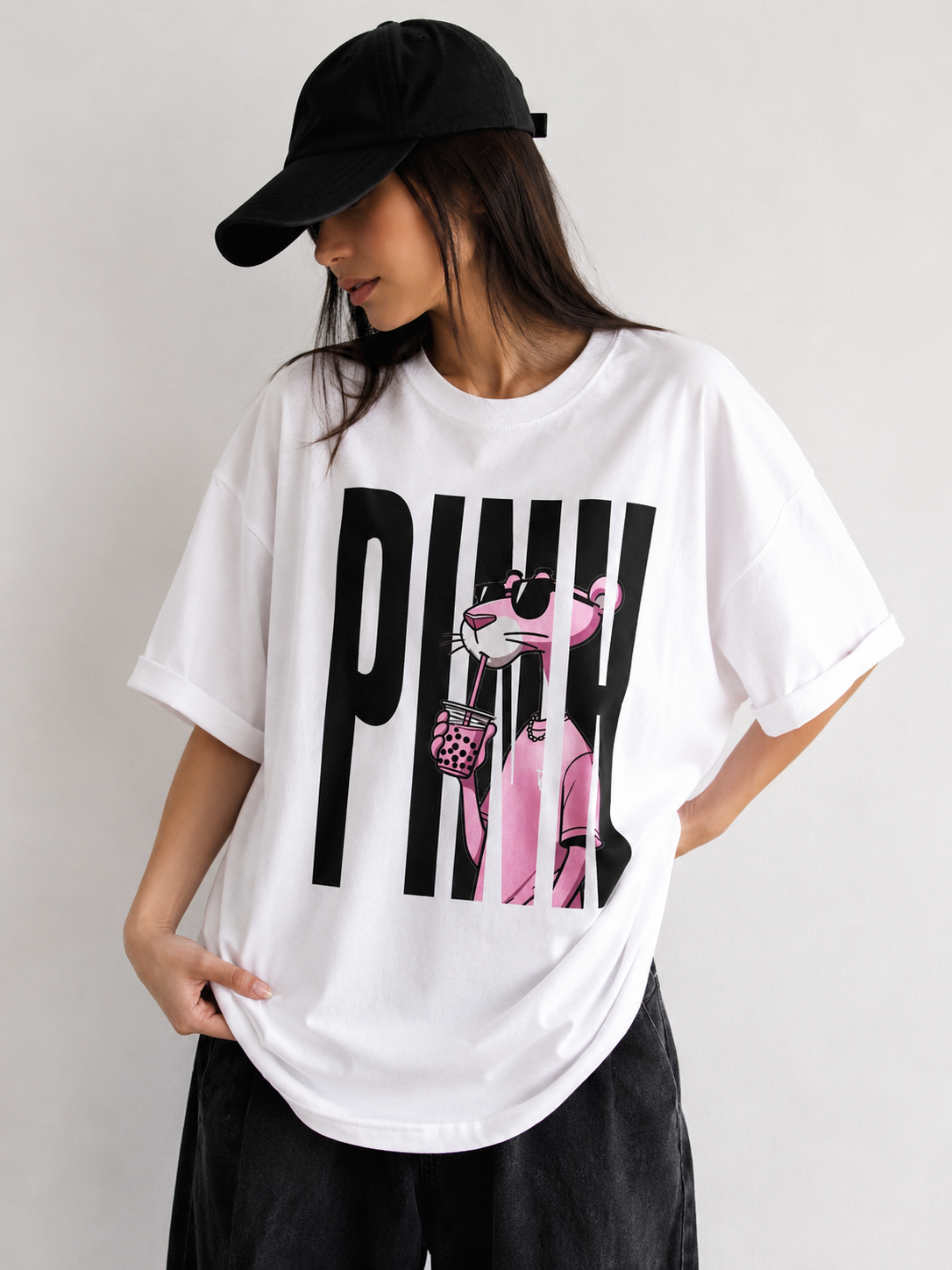 Pink Vibes | Oversized Drop Shoulder T-Shirt | Dripen Wears