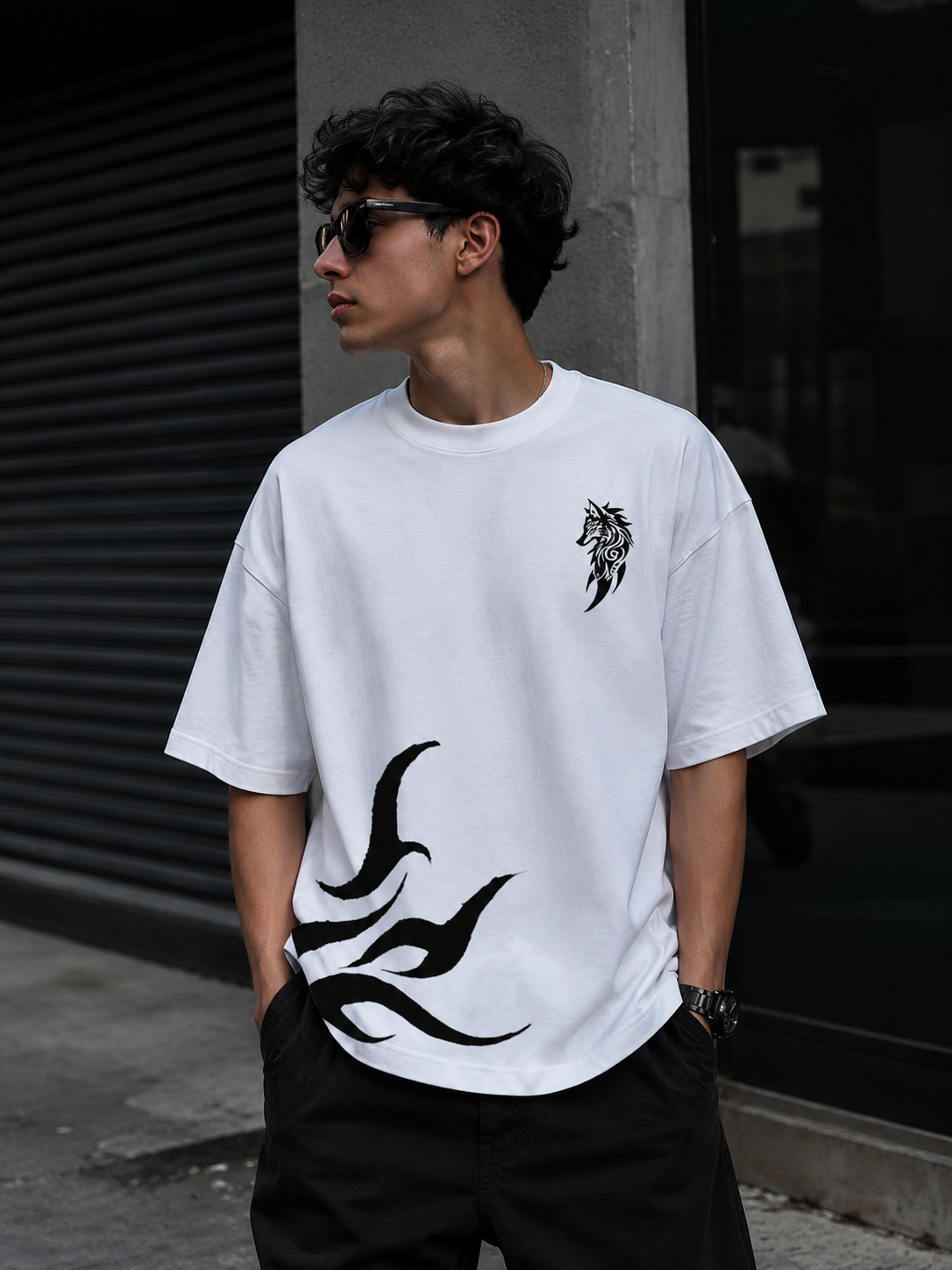 Noir Flame | Oversized Drop Shoulder T-Shirt | Dripen Wears