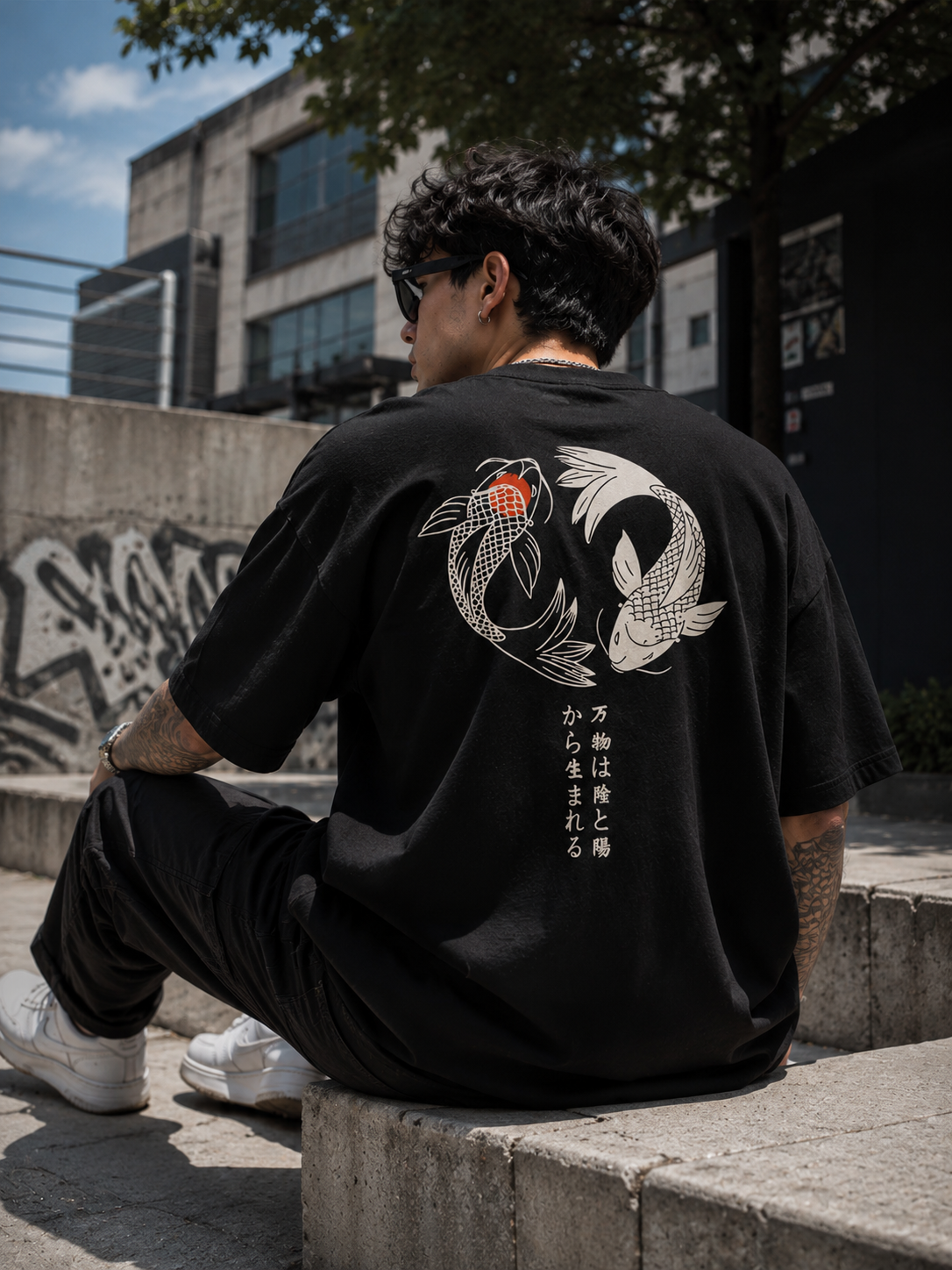 Midnight Koi | Oversized Drop Shoulder T-Shirt | Dripen Wears
