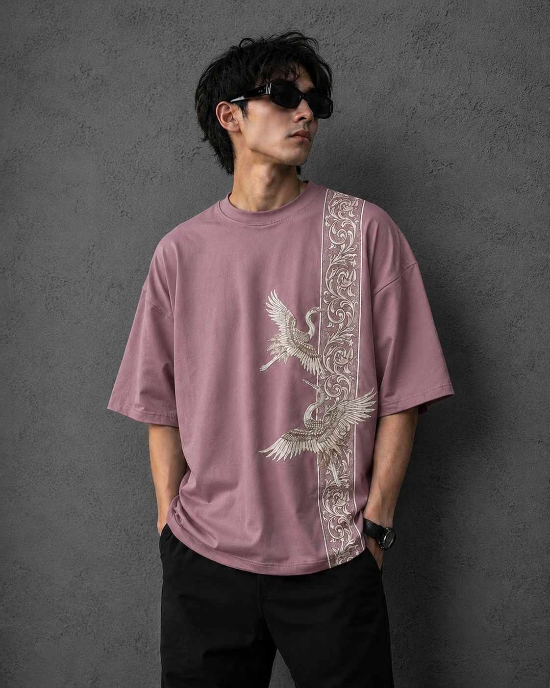 Imperial Crane | Oversized Drop Shoulder T-Shirt | Dripen Wears