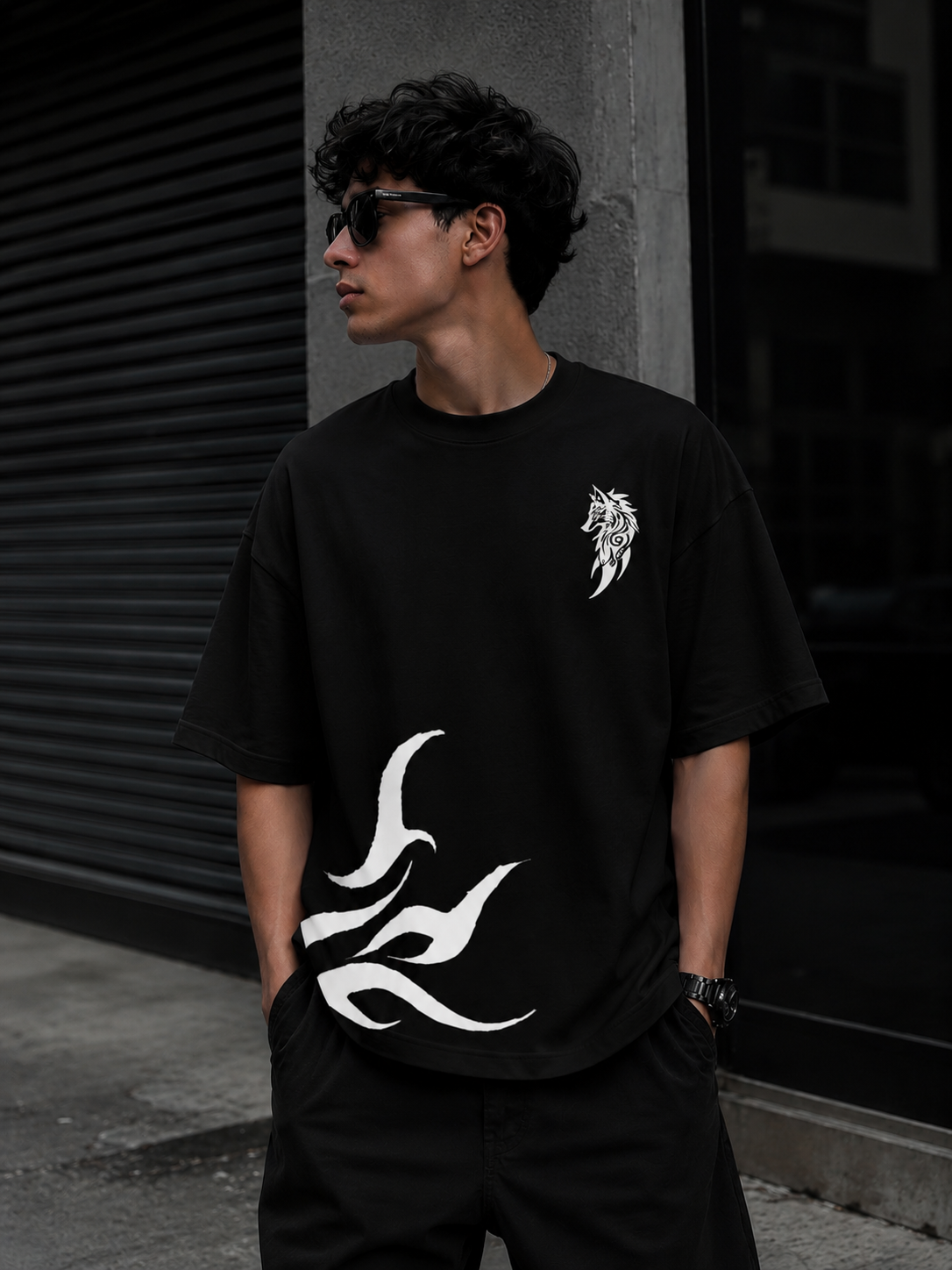 Noir Flame | Oversized Drop Shoulder T-Shirt | Dripen Wears