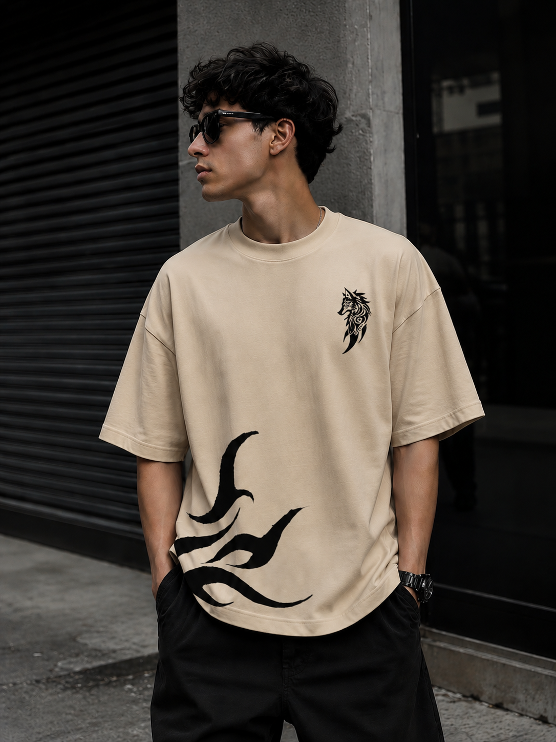 Noir Flame | Oversized Drop Shoulder T-Shirt | Dripen Wears