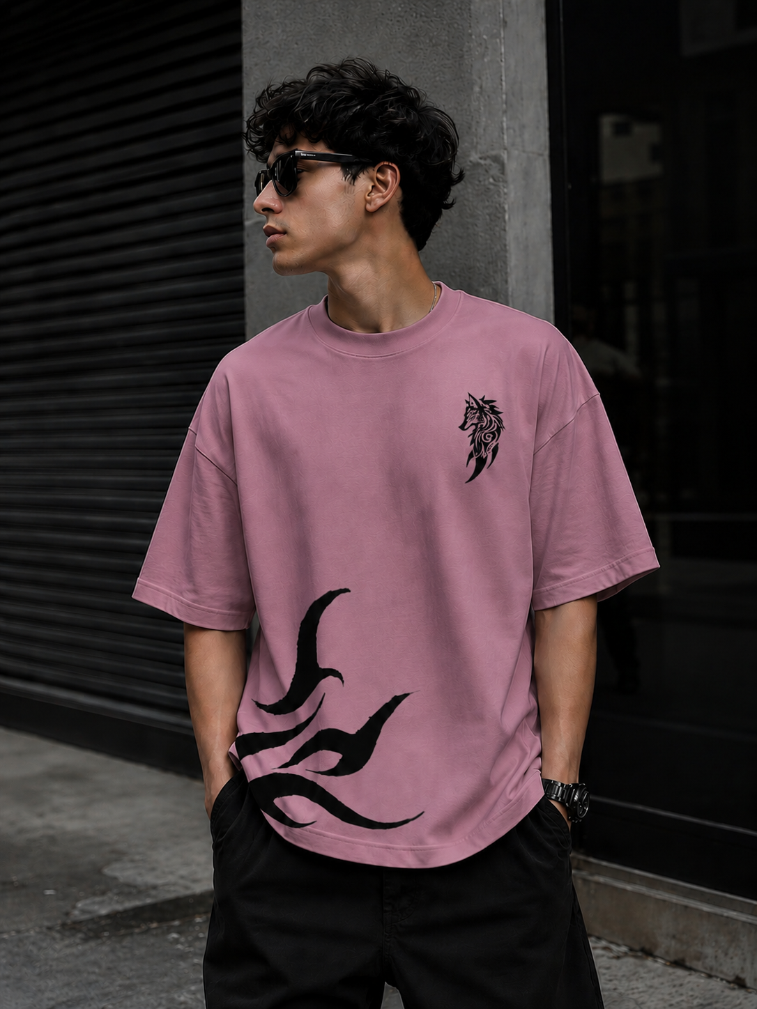 Noir Flame | Oversized Drop Shoulder T-Shirt | Dripen Wears