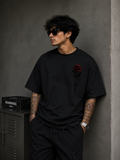 Crimson Bloom | Oversized Drop Shoulder T-Shirt | Dripen Wears