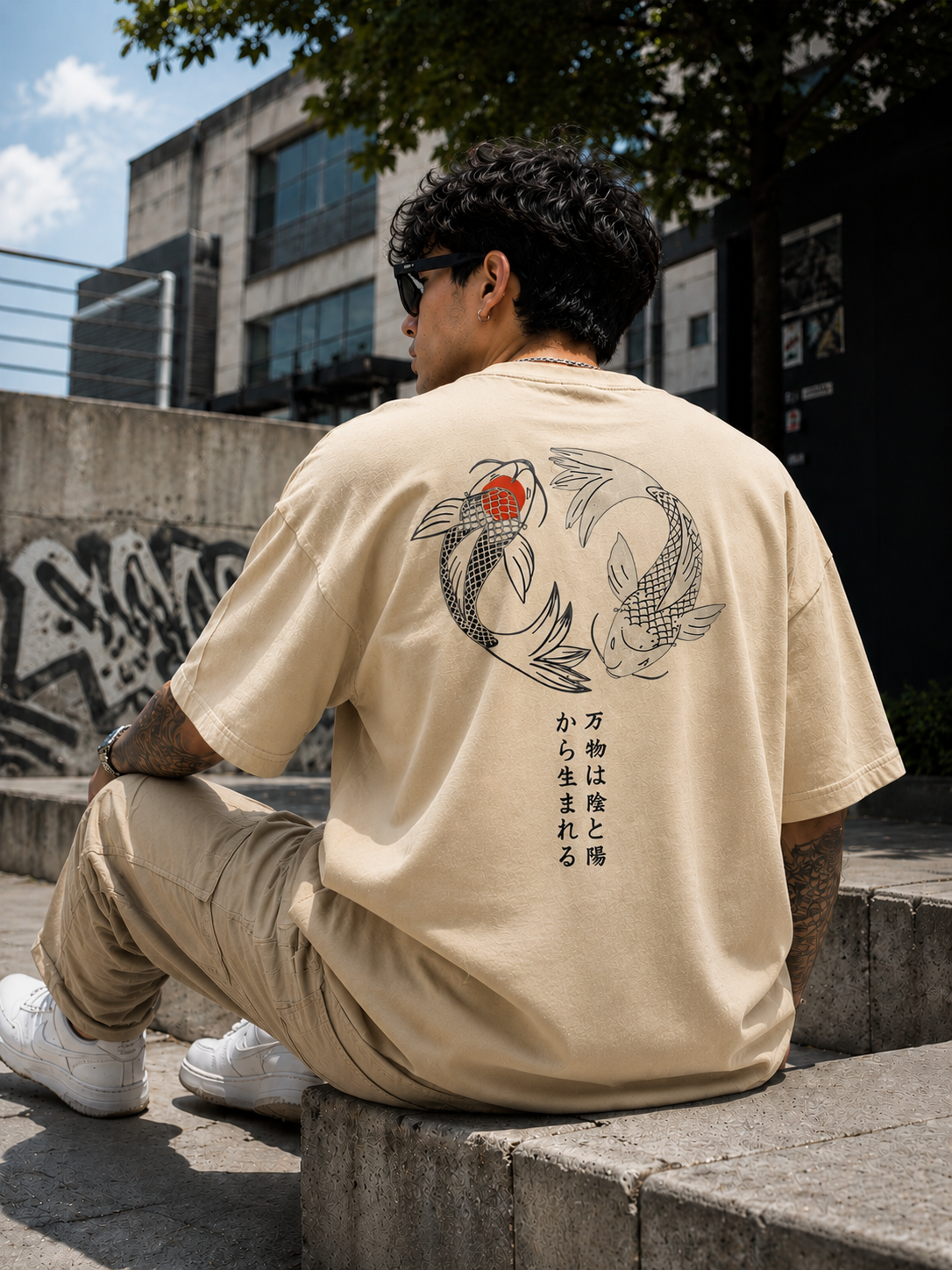 Midnight Koi | Oversized Drop Shoulder T-Shirt | Dripen Wears