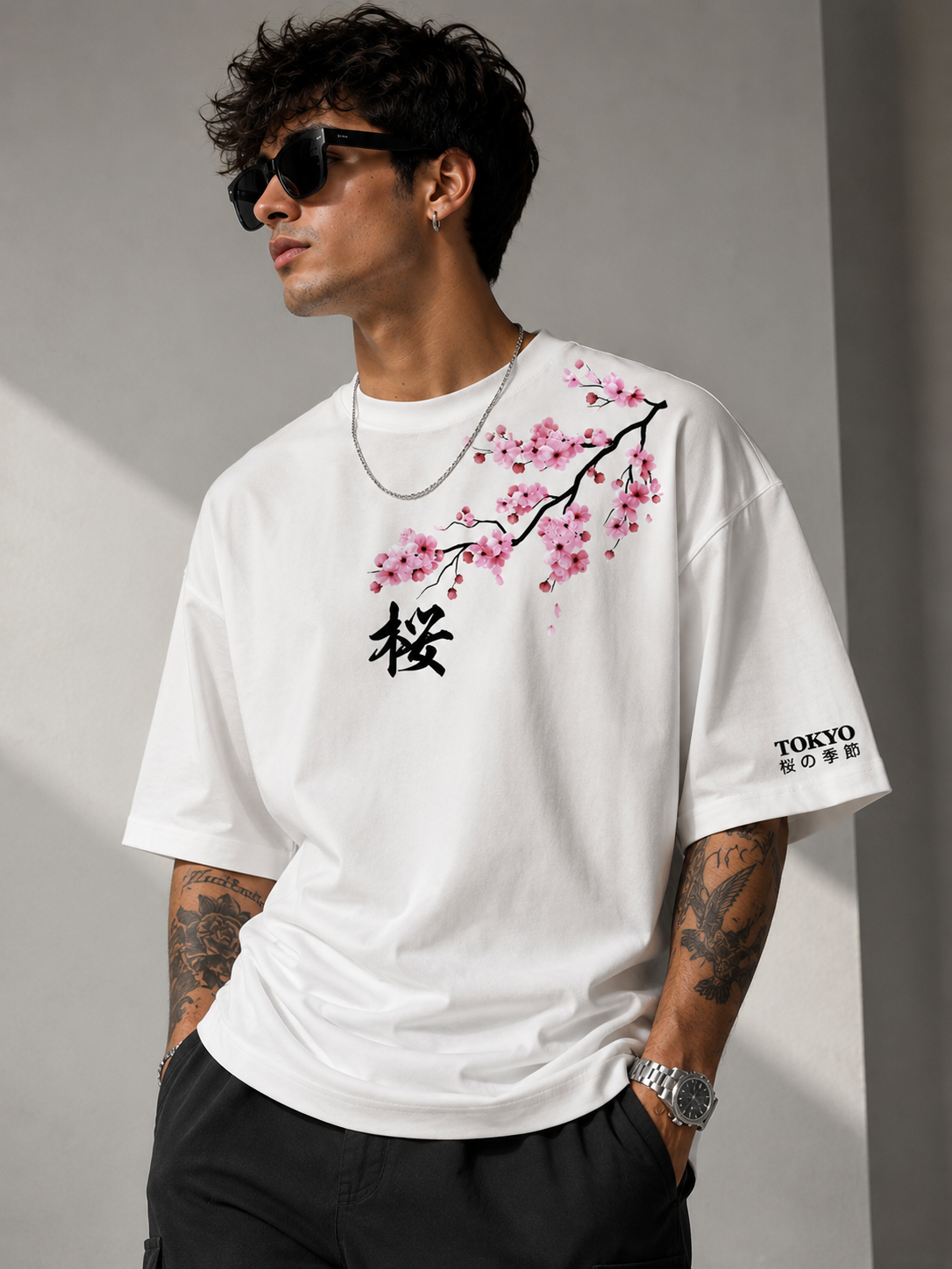 Tokyo Blossom | Oversized Drop Shoulder T-Shirt | Dripen Wears