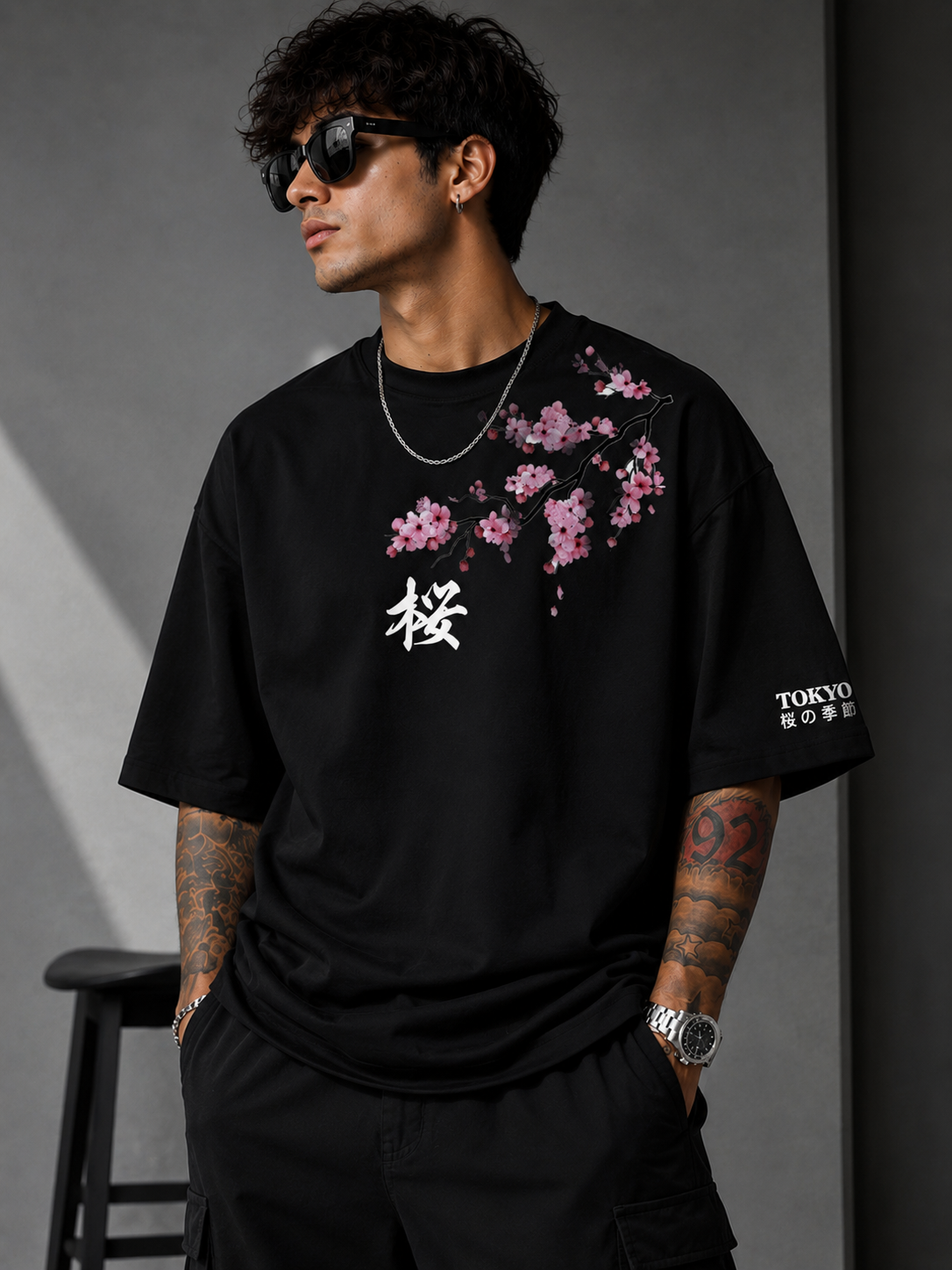 Tokyo Blossom | Oversized Drop Shoulder T-Shirt | Dripen Wears
