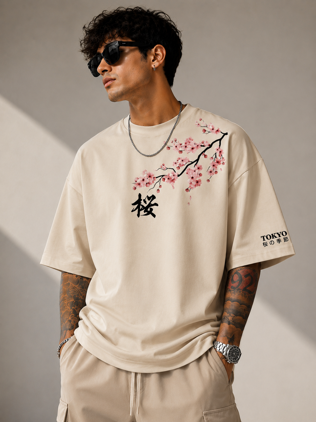 Tokyo Blossom | Oversized Drop Shoulder T-Shirt | Dripen Wears