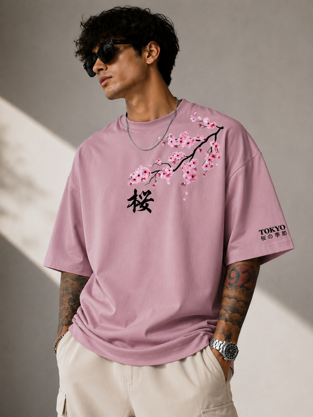 Tokyo Blossom | Oversized Drop Shoulder T-Shirt | Dripen Wears
