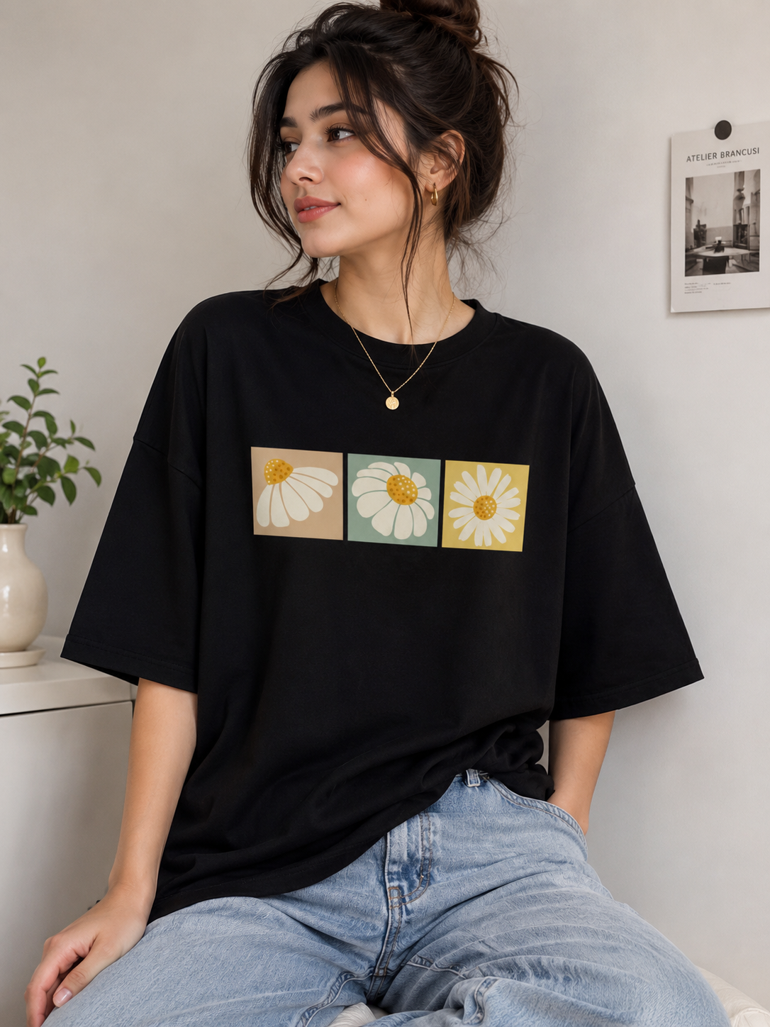 Daisy Trio | Oversized Drop Shoulder T-Shirt | Dripen Wears