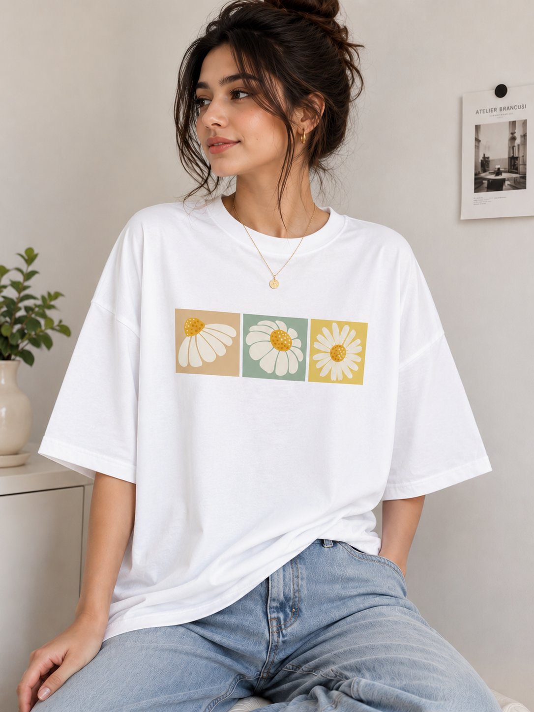 Daisy Trio | Oversized Drop Shoulder T-Shirt | Dripen Wears