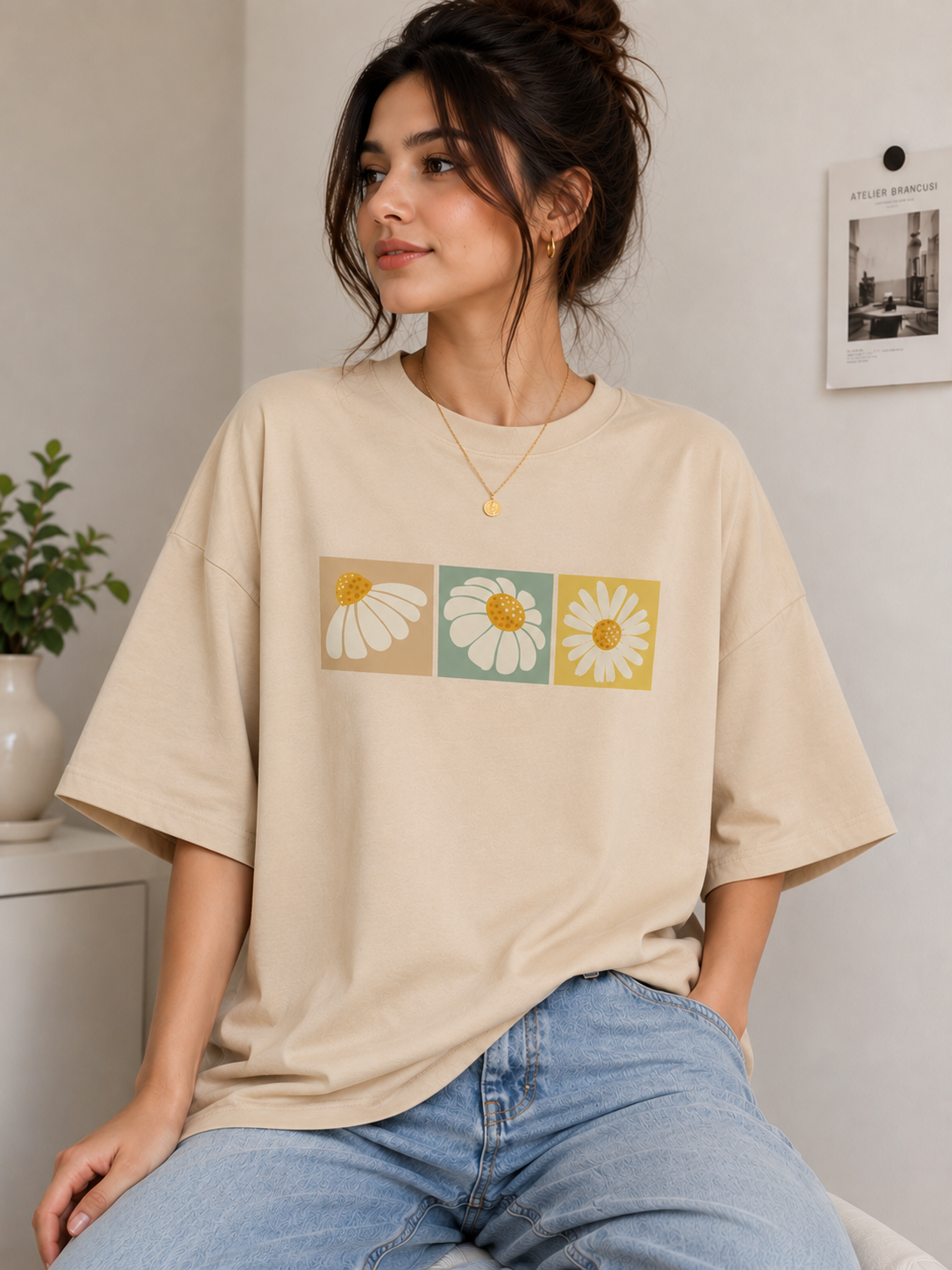 Daisy Trio | Oversized Drop Shoulder T-Shirt | Dripen Wears