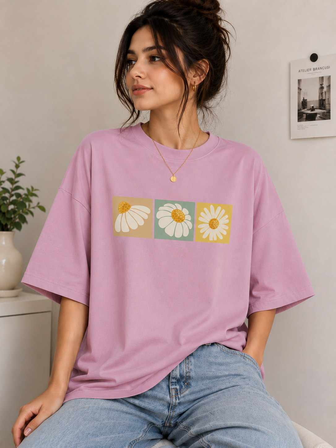 Daisy Trio | Oversized Drop Shoulder T-Shirt | Dripen Wears