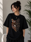 Eclipse Cat | Oversized Drop Shoulder T-Shirt | Dripen Wears